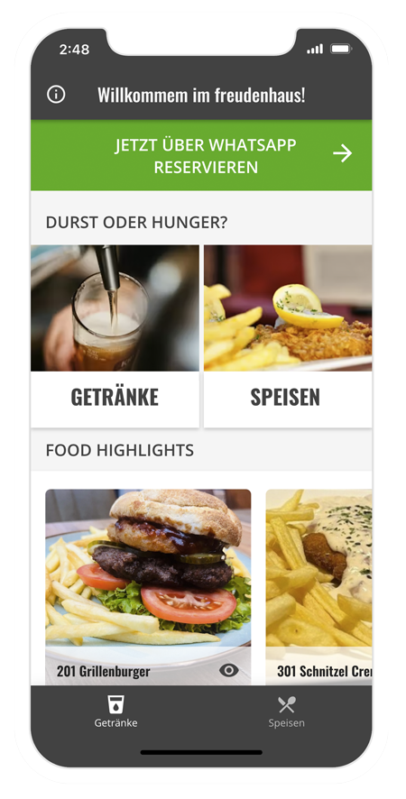 Digitale Speisekarte